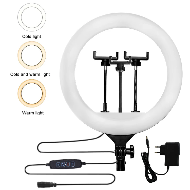 

14 Inch LED Dimmable Fill Lamp Kit Selfie Ring Light with phone holder for Live Stream Beauty Facial Make Up