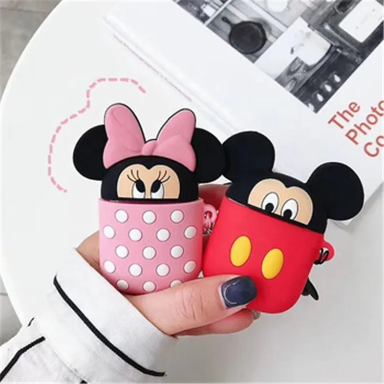 

Women Girly 3D Cartoon Cute Mouse Designers Soft Silicone Cover Protective Cases Keychain For Apple Airpods 1/2