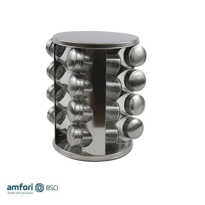 

Wholesale Revolving Metal Stainless Steel Organizer Rotating Spice Rack, Silver