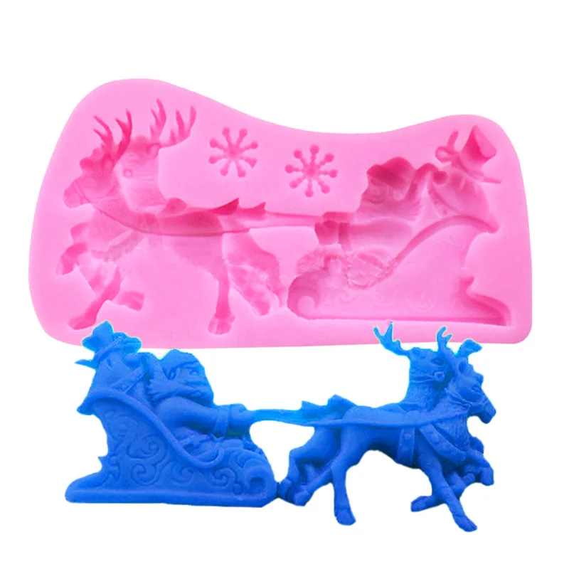 

Santa Carriage Elk Snowflake Molding Silicone Mold Chocolate Fondant Cake Decoration Making Crafts Baking Pan Baking Mold