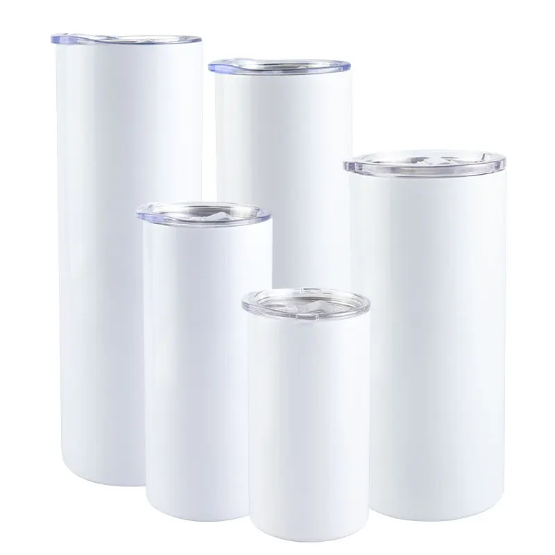 

White sublimation 25oz 22oz 20oz 15oz 12oz blank sublimation skinny straight stainless steel travel tumbler