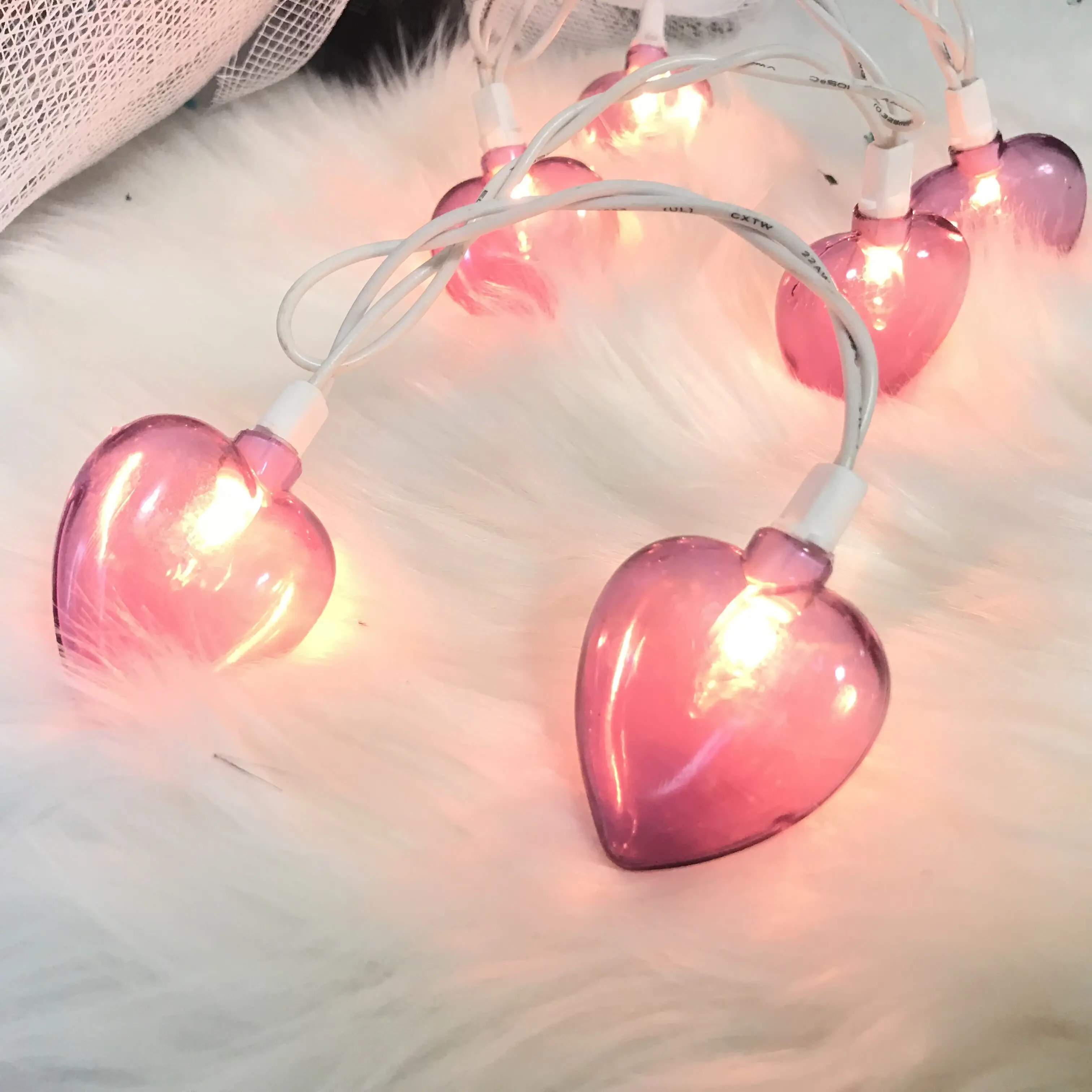 ul 的情人节派对装饰紫色心形灯串防水浪漫爱心灯小夜灯礼品房间