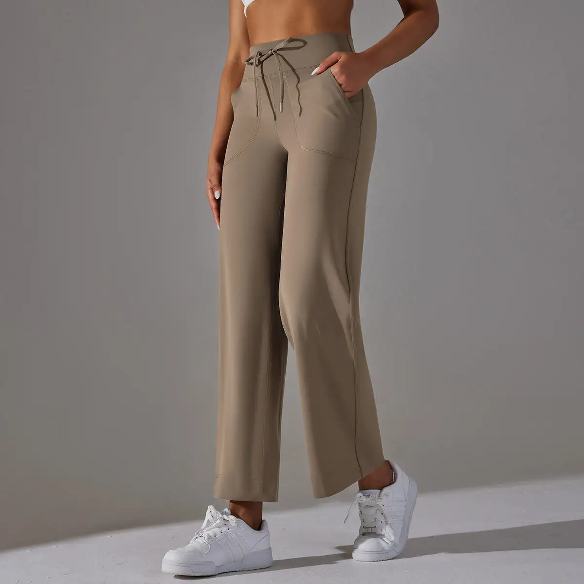 Customization Sport Pants for Women Nylon Durable Yoga Pants Loose Fit Workout Running Pants With Pocket