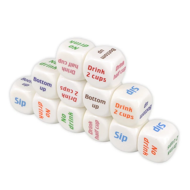 

wholesale  bar party pub fun game toy wine mora english decider dice, White
