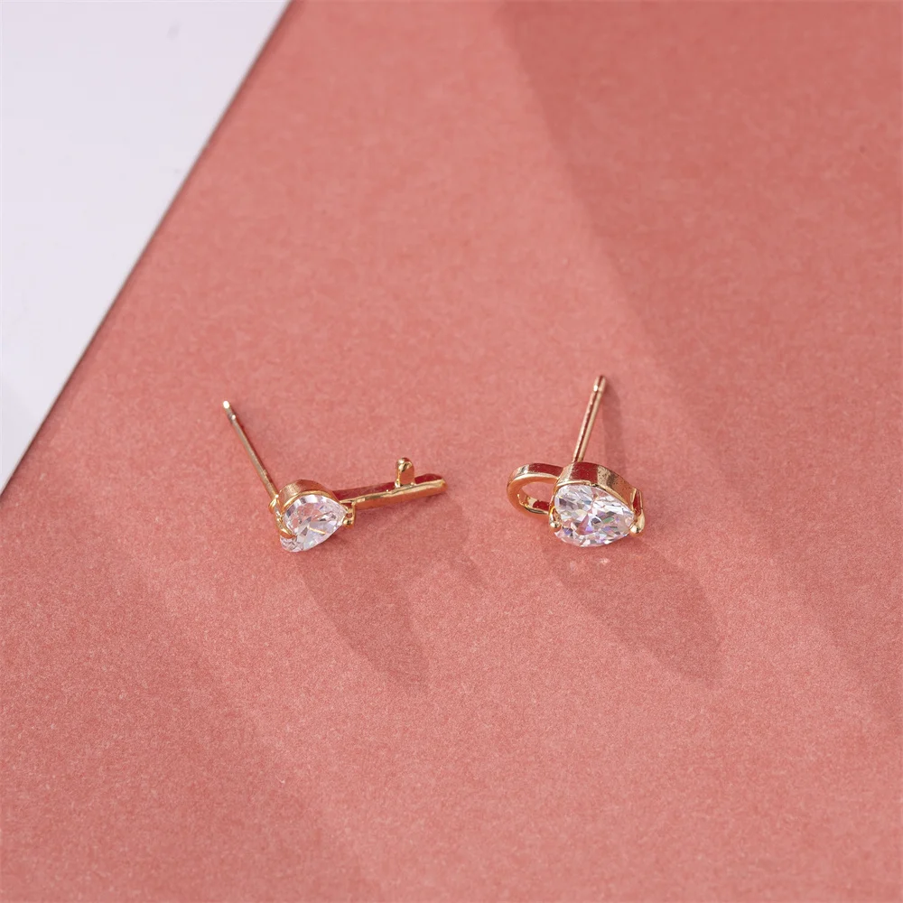 

YE10160 New Heart Cute Stud Earrings Cubic Zirconia Earrings Heart Champagne Glod Heart Stud Earrings