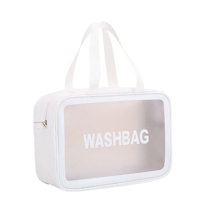 

Hot Sale Multifunctional White Large Capacity Portable PVC Transparent Storage Cosmetic Travel Bag Toiletry Bag