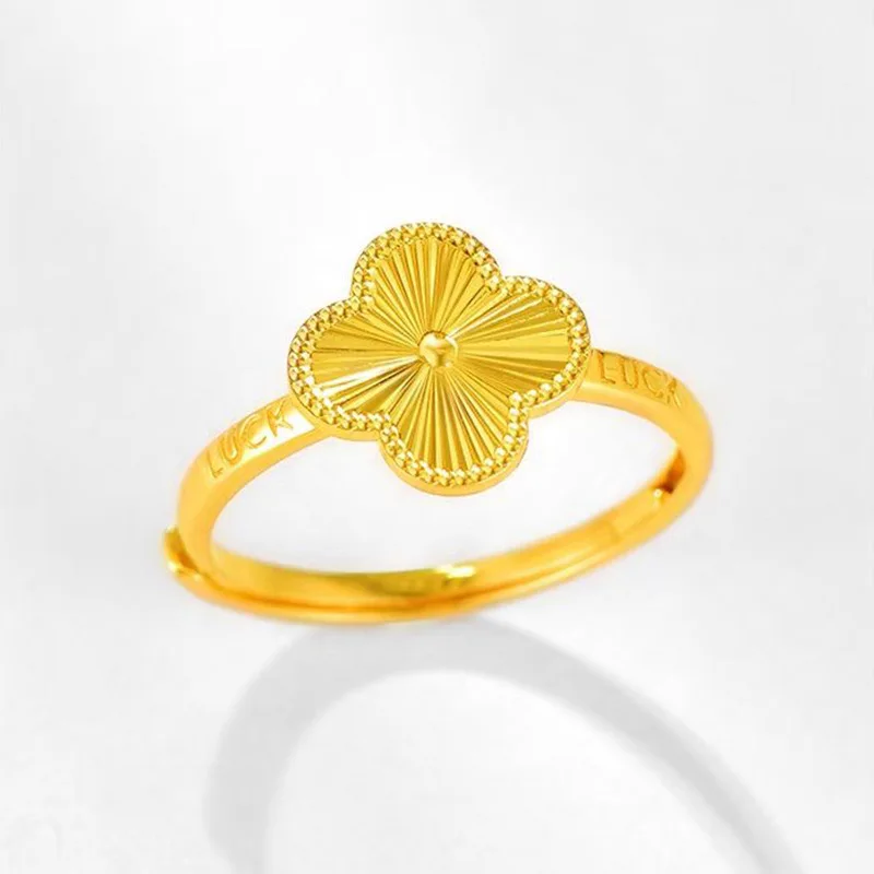 

Boutique Clover Ring Brass Gold-Plated Four-Leaf Clover Women's Ring Opening Adjustable Ring Valentine's Day Gift