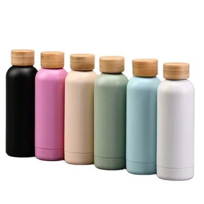 

Custom Logo 500ml Sport Stainless Steel Water Bottle Insulate Bottle With Bamboo Lid, White, black, brown, pink, cyan, light blue