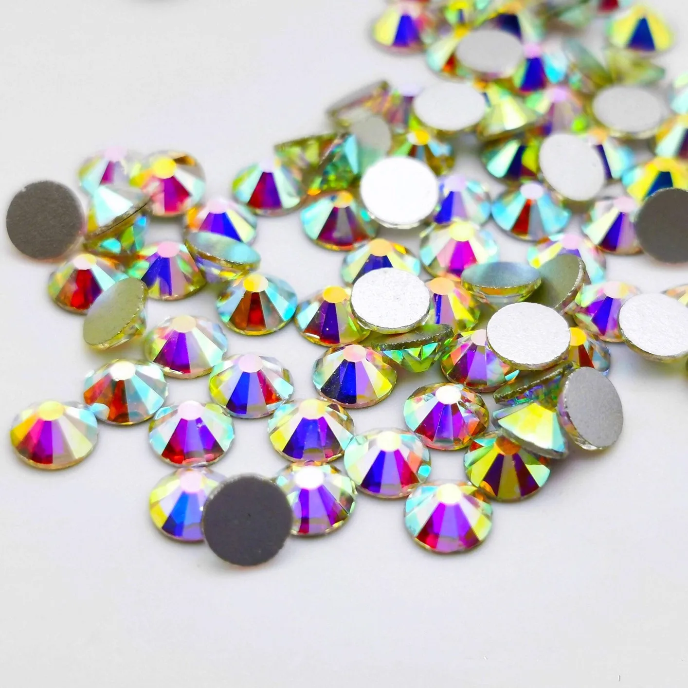 

4A Quality Wholesale SS6 10 12 16 20 30 Crystal AB Strass Flatback Nail Crystal Stone Glass Rhinestone For tumbers