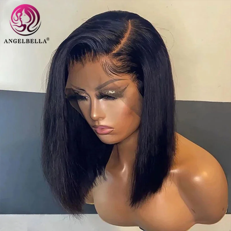 

Straight Short Bob Lace Front Human Hair Wigs Brazilian Closure Frontal Wig Pre Plucked Remy Glueless Bob Wig For Woman