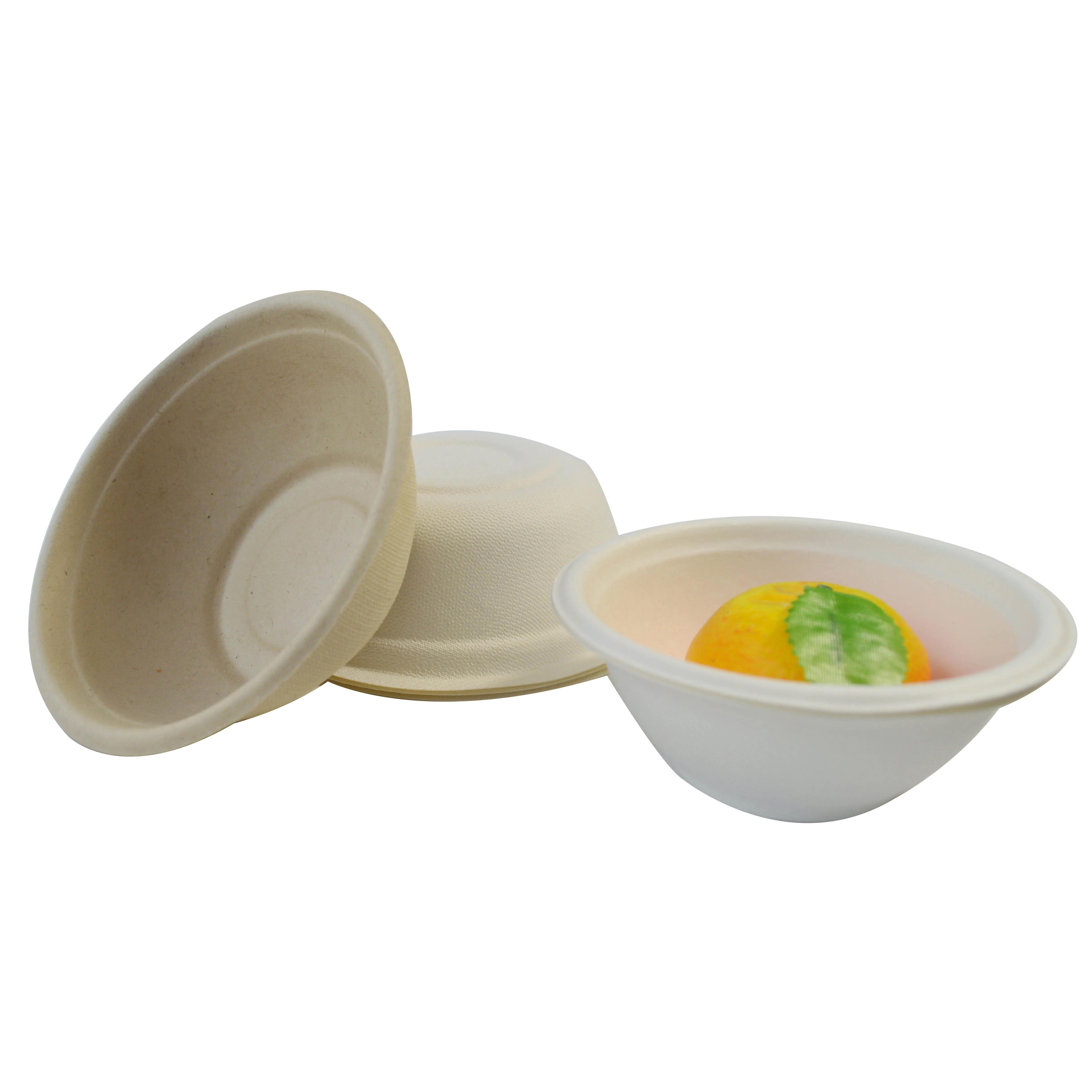 

Custom 100% Biodegradable Paper Salad Bagasse Paper Pulp Pearl White Disposable Paper Bowl