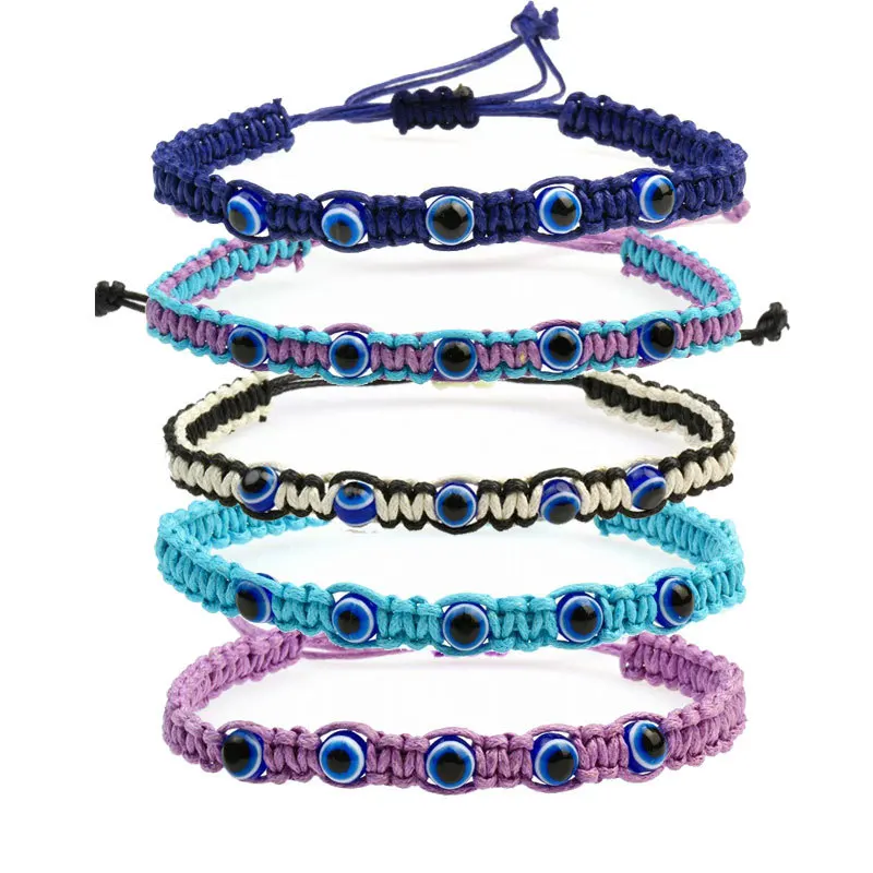 

New fashion handmade evil blue eyes beads string weaving rope bracelet jewelry for men women lovers