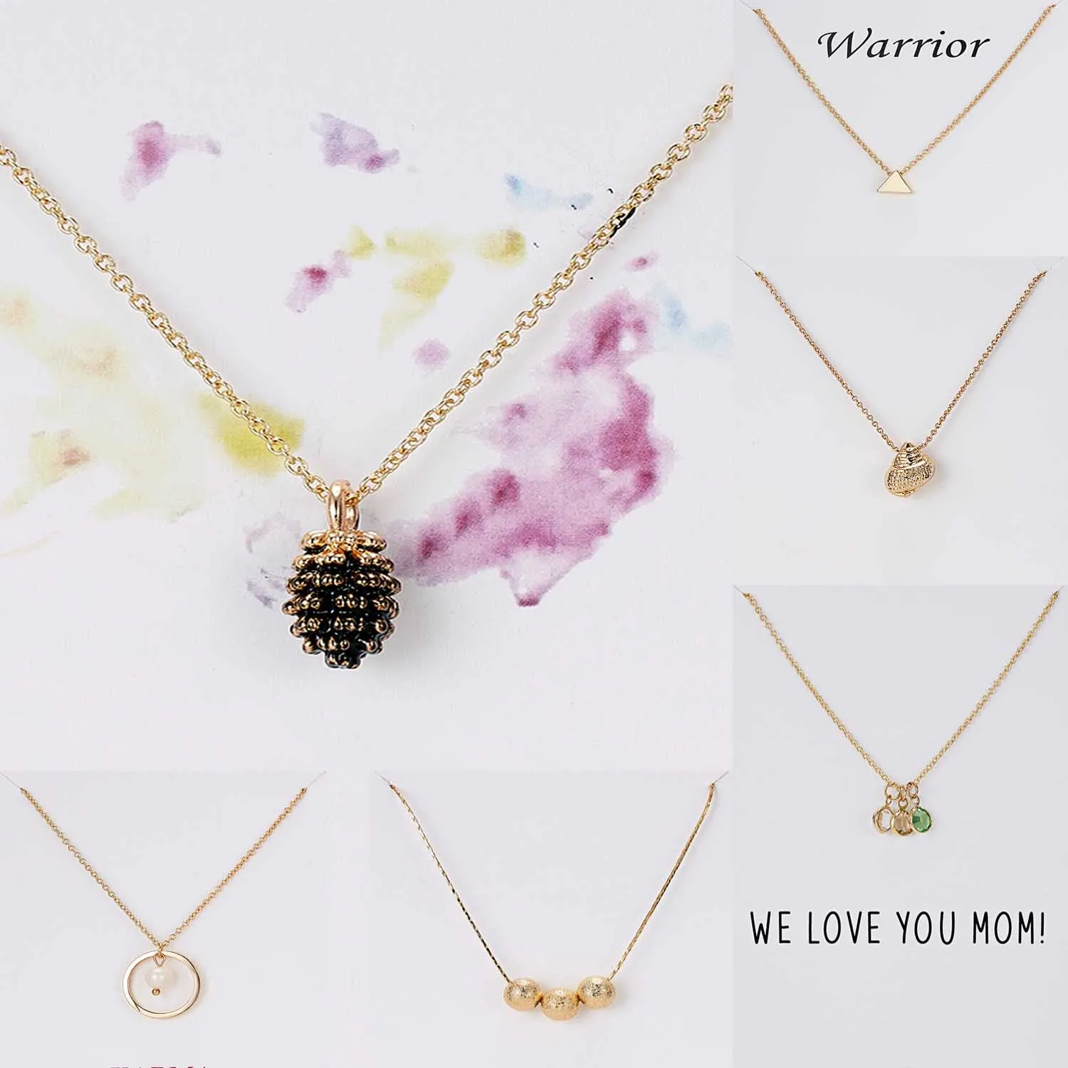 

Fashion Dainty Mother Gift Gold Plated I Love You Jewelry Women White Wish Card Choker Necklace