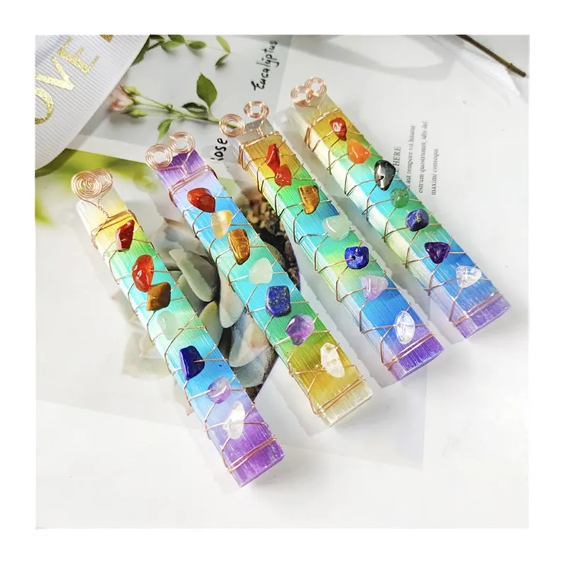 

Wholesale Natural Healing Crystal Aura Selenite Sticks 7 Chakras Wand For Yogo Meditation