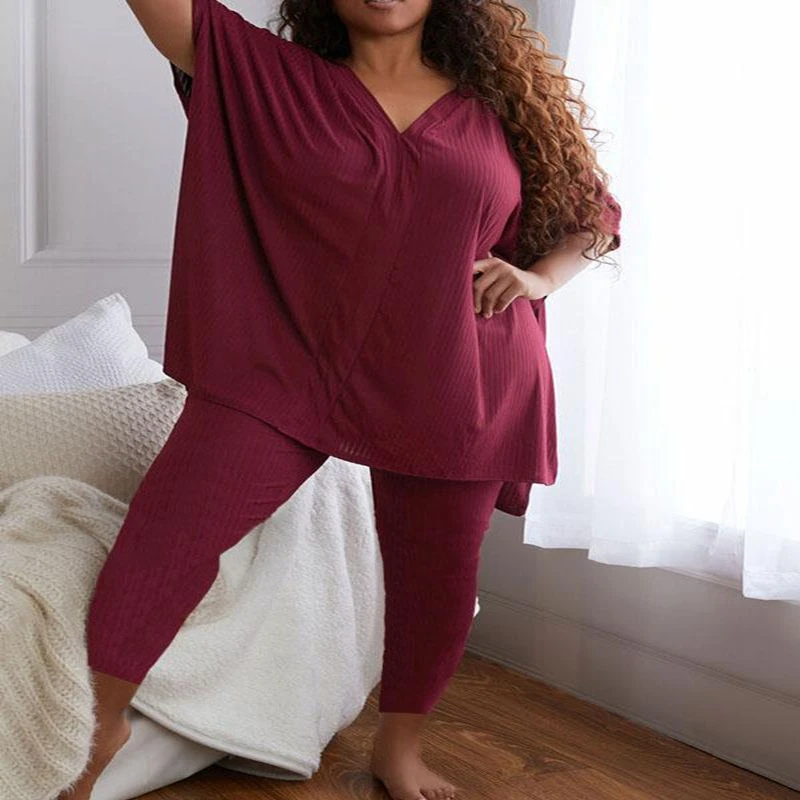 

KCYA Summer Fashion Casual Women Clothing Lounge wear Plus Size Pajamas Sets