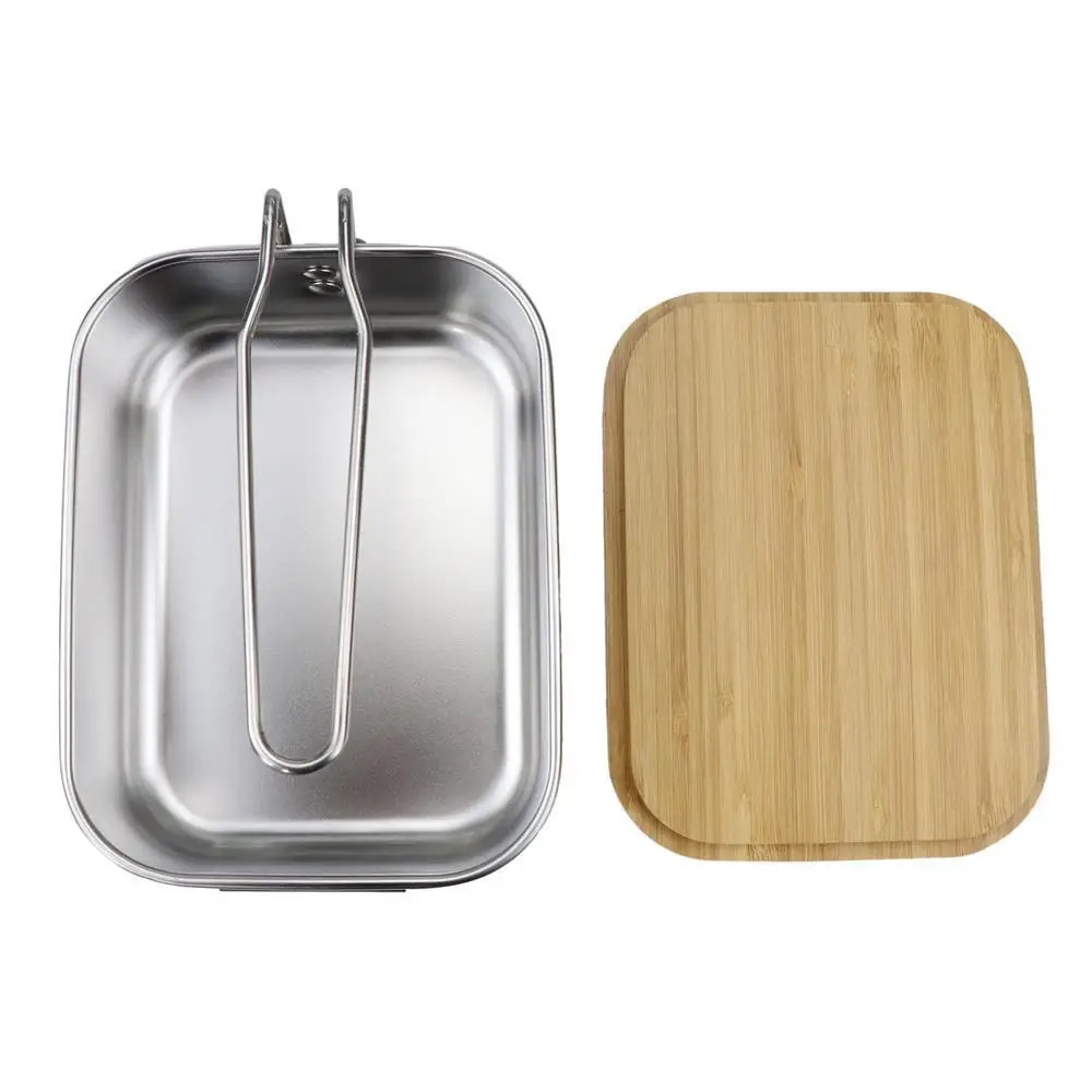 

Bamboo Board Cover Bento Box Picnic Multifunctional Portable Wooden Cover Outdoor Stainless Steel Lunch Box