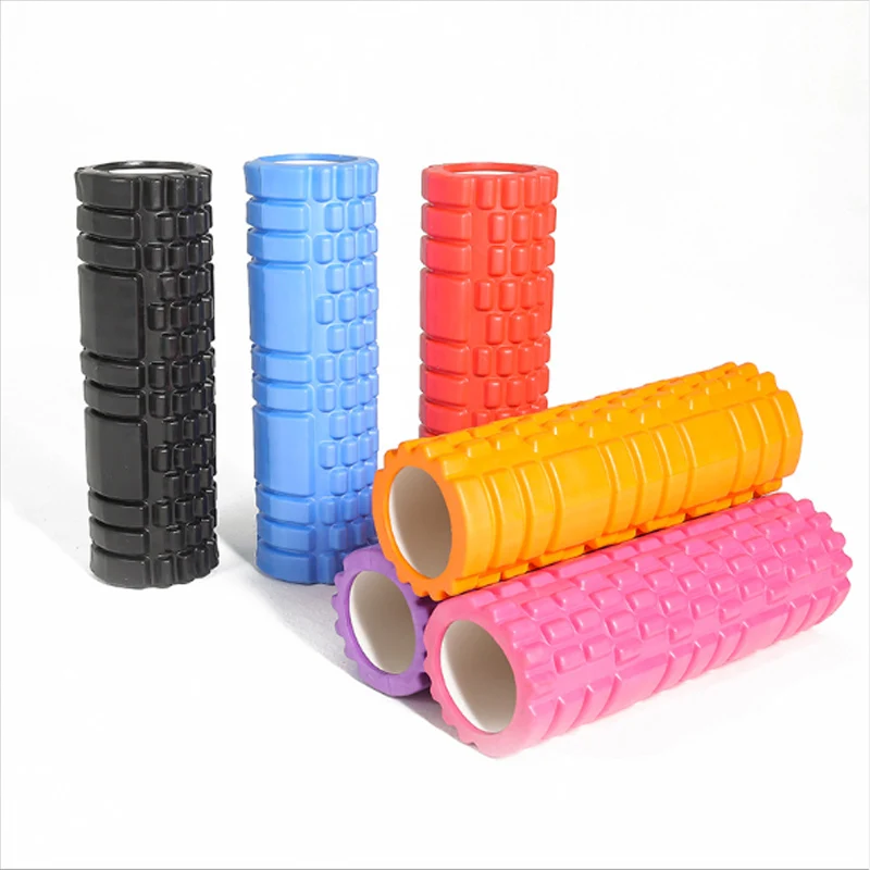 

HX Custom High Density Eva Foam Roller Yoga Pilates Exercise Fitness Muscle Massage Hollow Yoga Column Foam Roller, A variety of colors are available