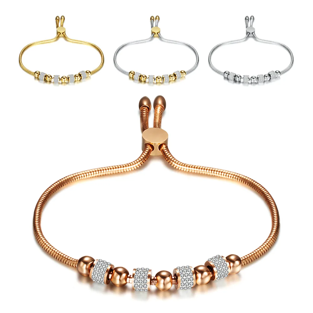 

Party Jewelry Adjustable Snake Bracelet For Women Four Colors Stainless steel Brilliant CZ Bracelet Jewelry Pulseira, Silver