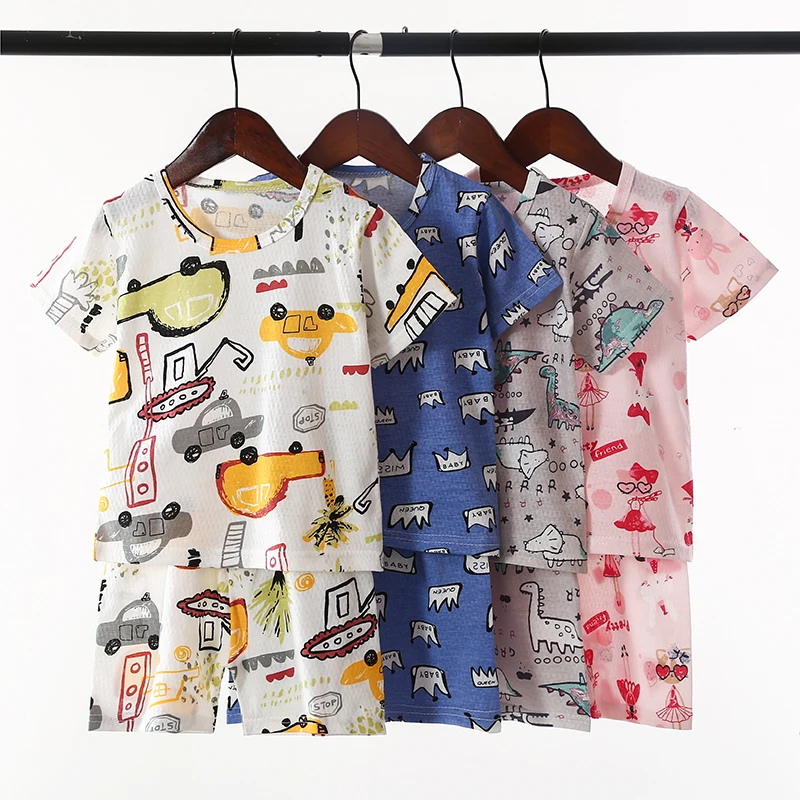 

Baby Breathable Short-sleeved Suit Air-conditioned Clothing Children 100% cotton Summer Clothes