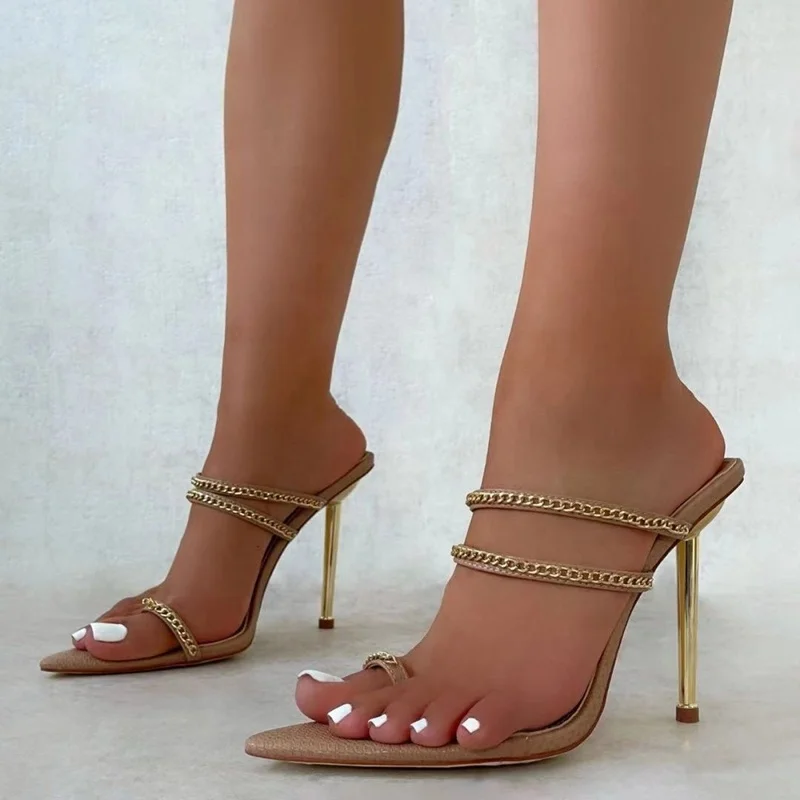 

Fashion Stiletto Heels Women Sandals Slip-on Summer Slippers Lady's Summer High Heel Fashion Sandal Clip Toe, Black,white,apricot