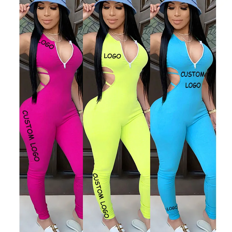 

Free Shipping Ready to ship fashion summer casual fitness bodycon woman one piece jumpsuit, Customized color