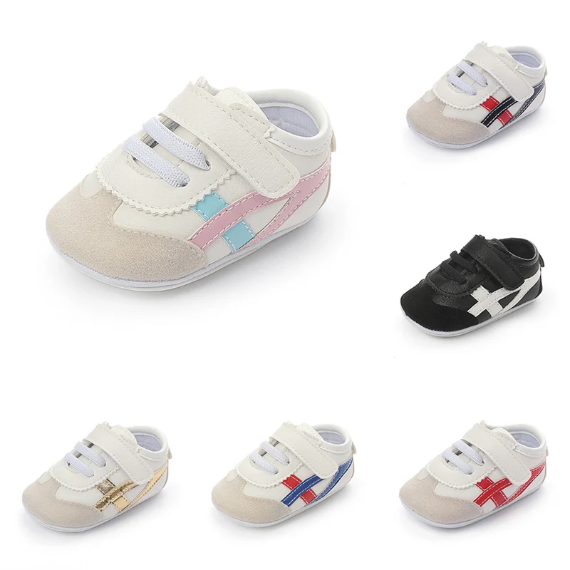 

New Baby Shoes Sports Sneakers Newborn Baby Boys Girls Stripe Pattern Shoes Infant Toddler Soft Anti-slip Shoes B1, As photo
