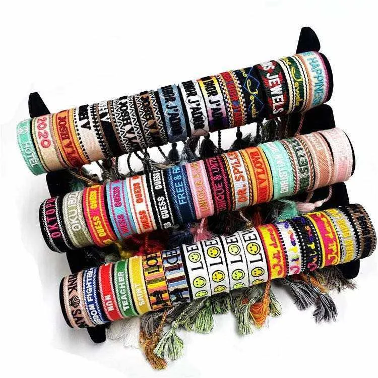 

Nepal colorful braided hand rope handmade jewelry custom letter braided bracelet European and American retro style hand rope, Picture shows