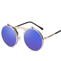 

Cool Steampunk Spring Leg Design Sun Glasses Round Retro Flip up Sunglasses