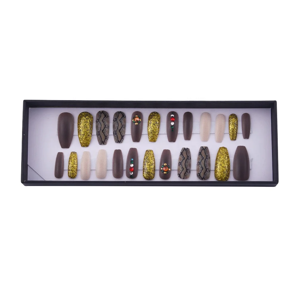 

WIth ROHS Certificate Plastic Full-covered Art Red-brown False Nails Tips