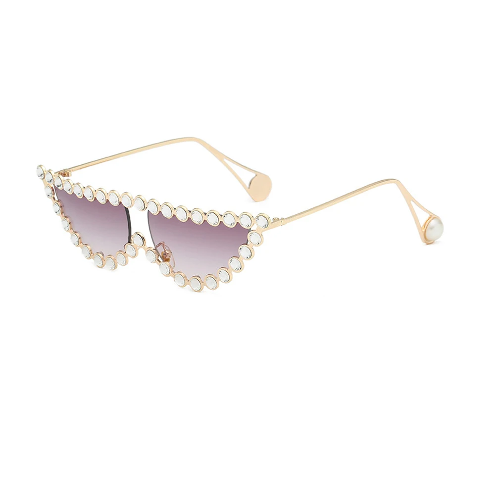 

Hot Fashion Woman Metal Gold Diamond Cat Eye Frames Sunglasses Sun Glasses