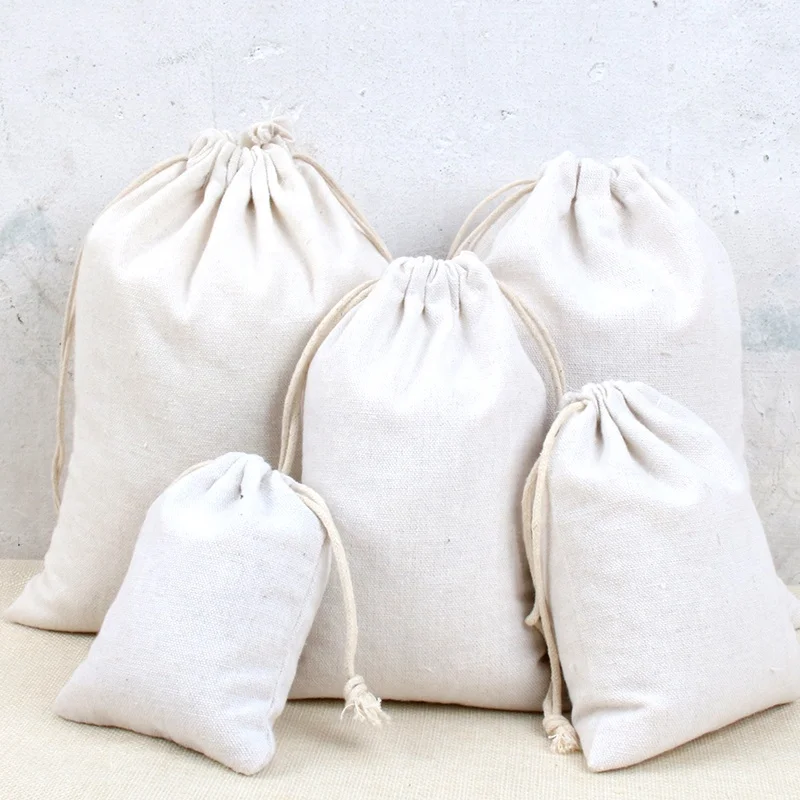

9 sizes on stock Muslin Bags pure cotton drawstring bag for rice flour packaging