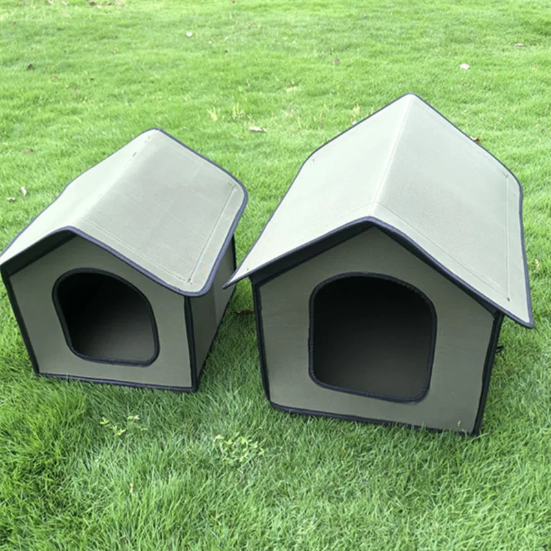 

Cat Litter Kennel Stray Pet Nest Outdoor Indoor House Waterproof Rainproof Tent Villa, Gary, green