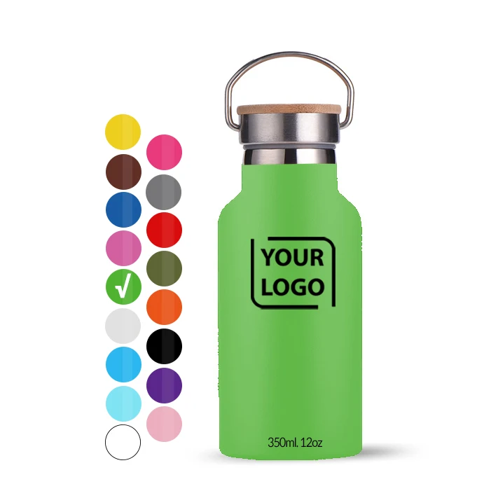 

350ML Double Wall Water Bottle Stainless Steel Cute Insulated Thermos Hot Water Bottle with Bamboo Cap