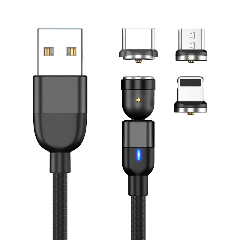 

540 Rotate Magnetic USB Cable Fast Charging USB Type C Cable Magnet Charger Data Charge Micro USB Cable Mobile Phone Cord