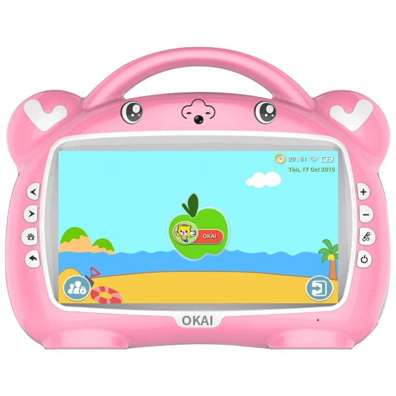 

OKAI 9 Inch Touch Screen Children's Intelligent Robot Early Education Machine Voice Learning Machine, Pink, blue