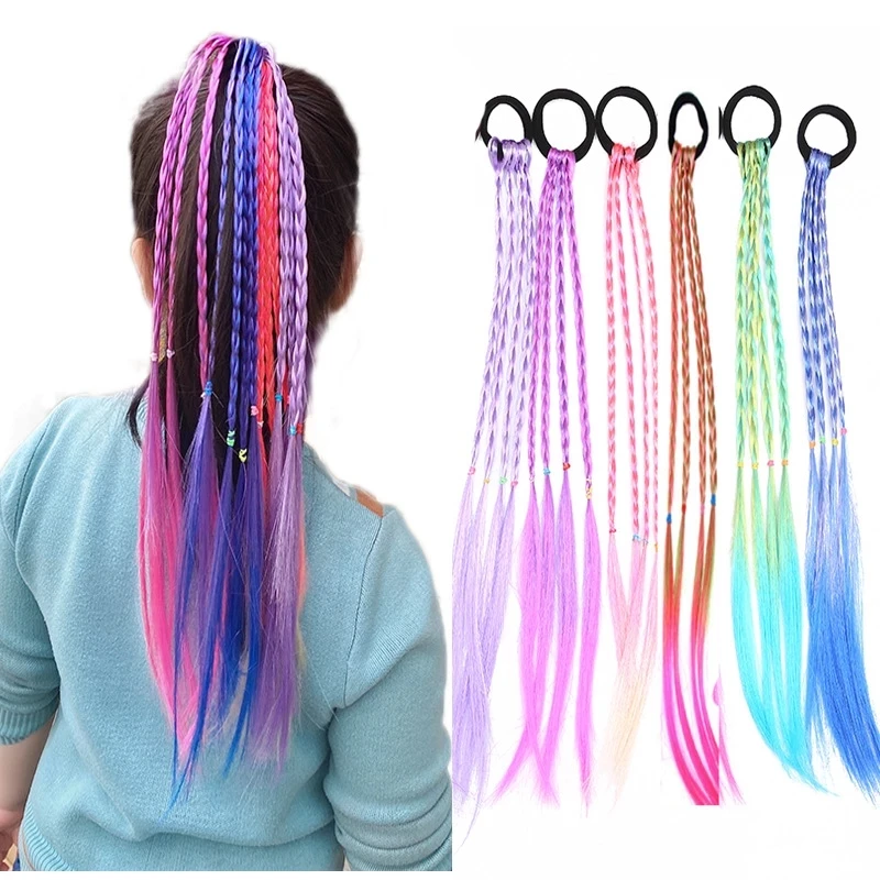

SR09 New Cute Girls Elastic Rope Rubber Bands Braids Hair Accessories Wig Ponytail Hair Ring Kids Twist Braid Hair Braider