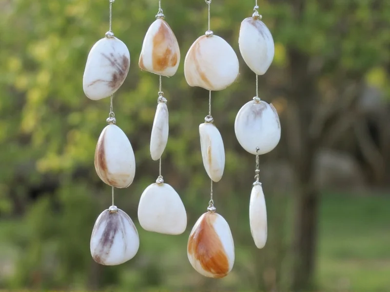 Eco-friendly wind chime made from seashells and recycled glass