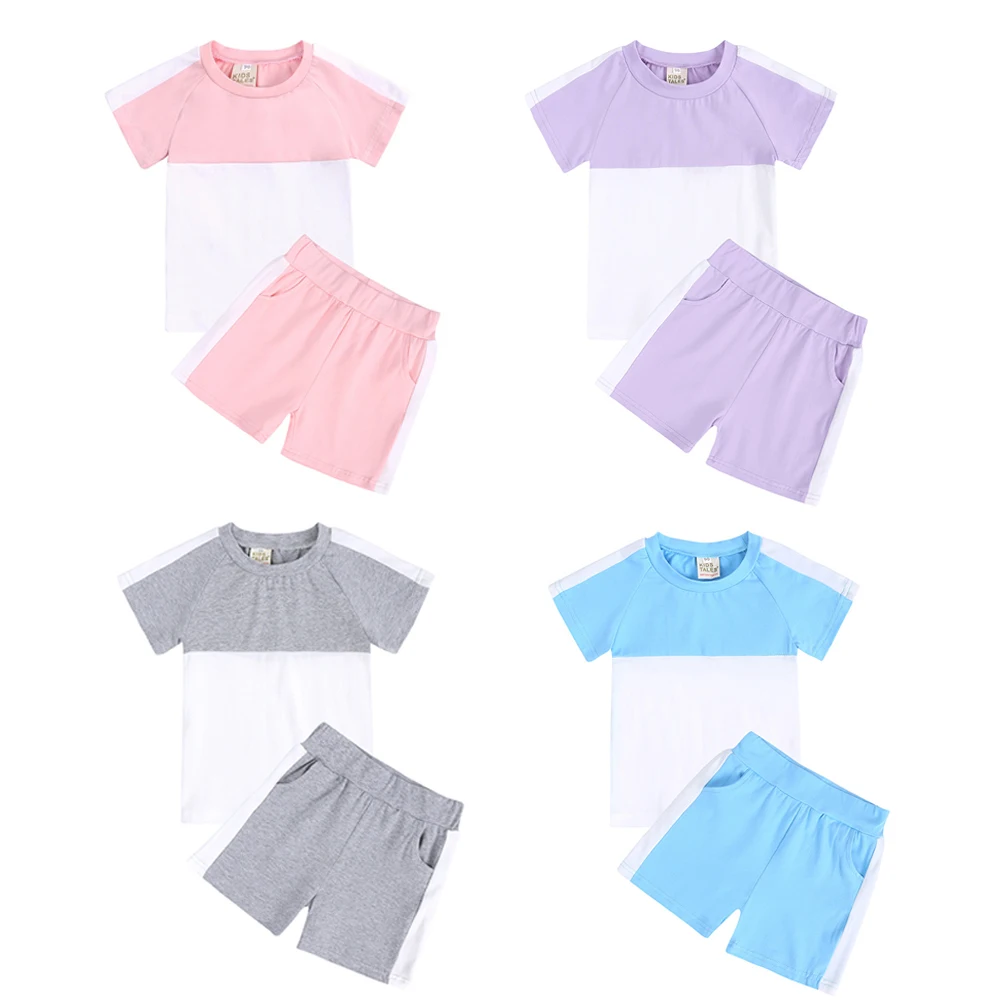 

Baby Clothes Summer Cute Short Sleeves Cotton Patchwork 3 Months To 14 Years Girls Boys Unisex Clothing Two Piece Short Set 0806