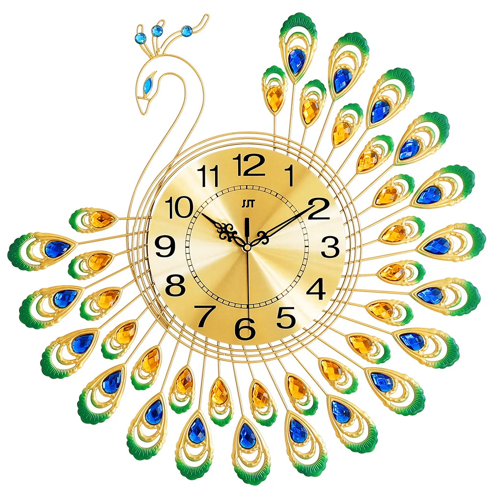 

Simple peacock clock creative living room wall clock household luxury decoration clock wall