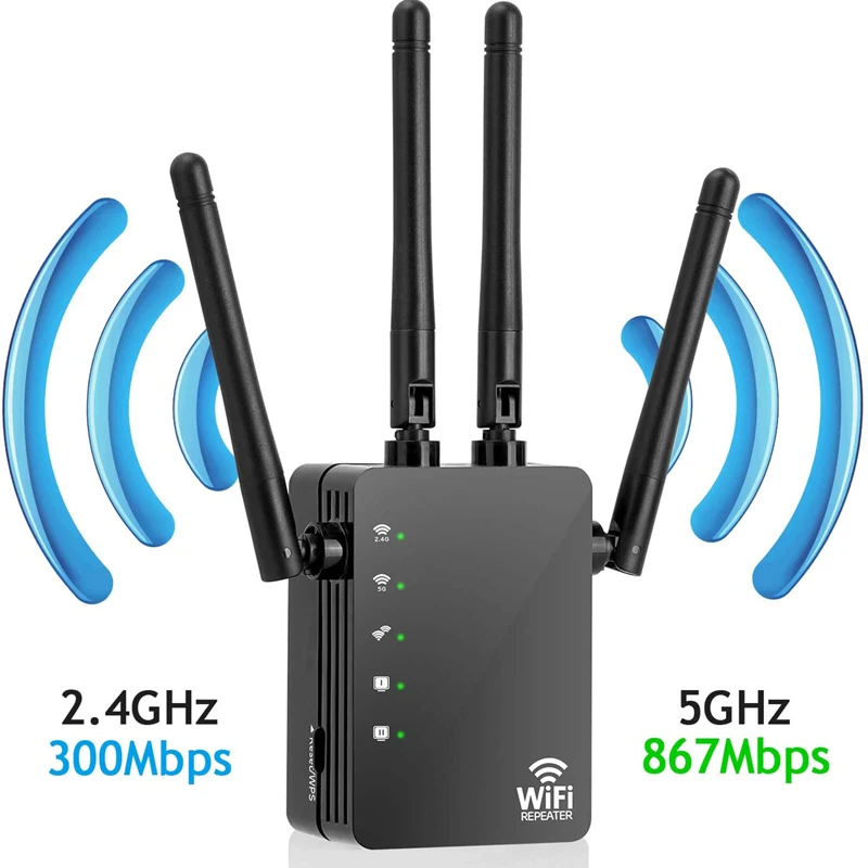 

WPS Easy Setup Wifi Range Extender 1200mbps Dual Band Wifi Repeater 2.4/5ghz Internet Wi-fi Signal Booster MINI WIFI 2.4G & 5G, White, black,