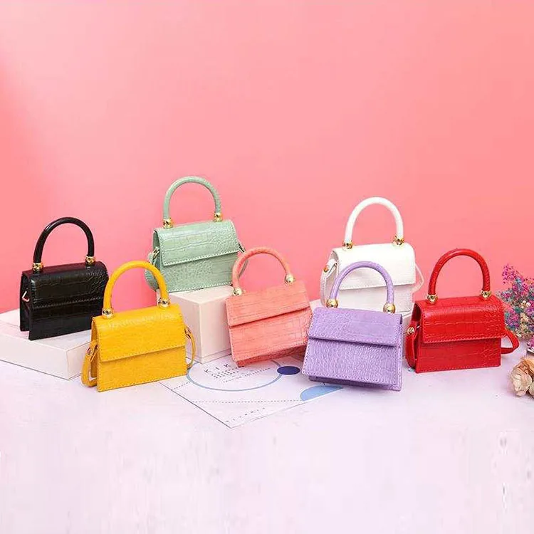

2021 fashion little girls mini purse bag luxury bag Trendy purse for kids small PU leather small Children crossbody handbags, 7 colors