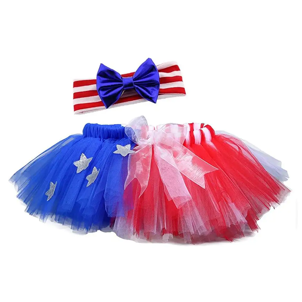 

America National Day Children Costume Flag Figure Red And Royal Blue Star Girl Short Tutu For Baby Girl Skirt, Royal blue and red