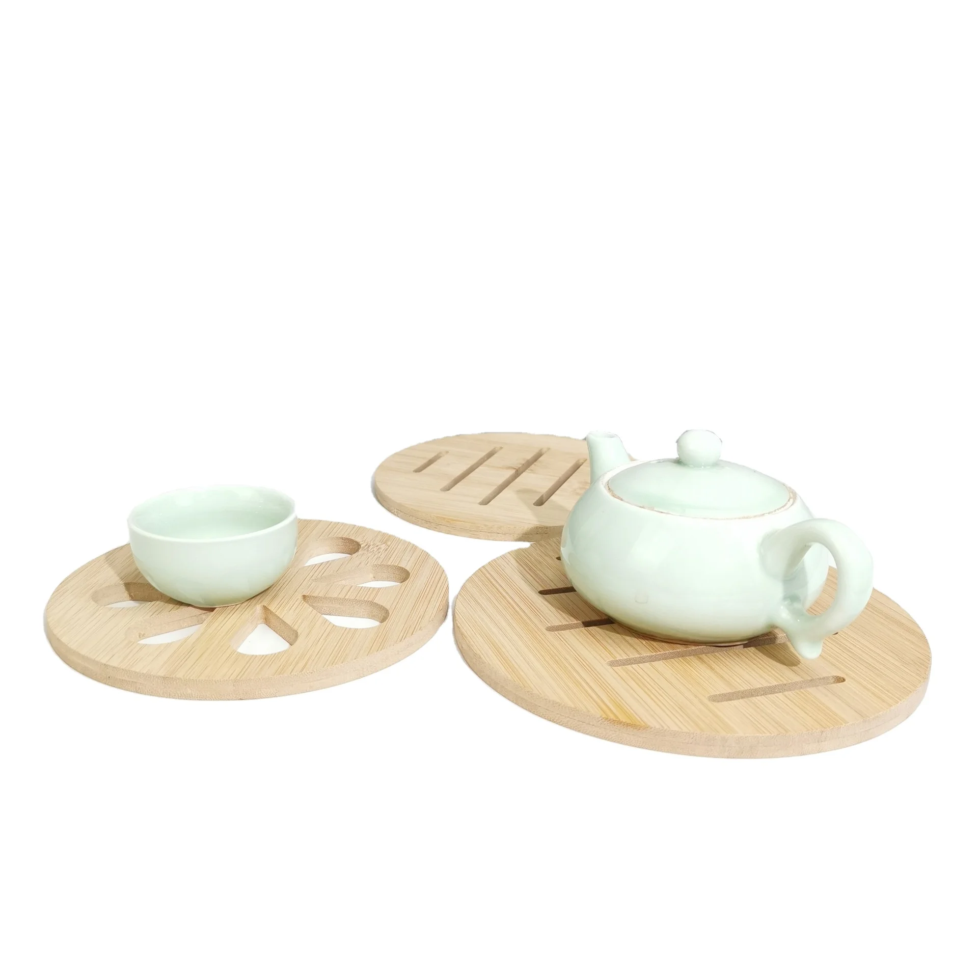 

High quality Custom cup mat Thick bamboo wooden heat insulation pad mat tea coaster for drinks, As pictures