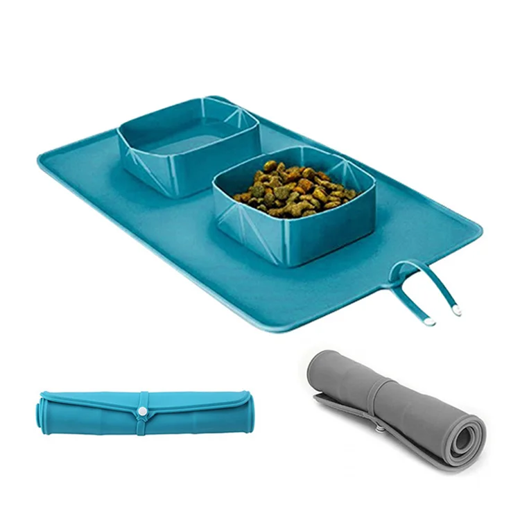 

collapsible Eco-friendly food grade silicone portable pet feeders pet bowls