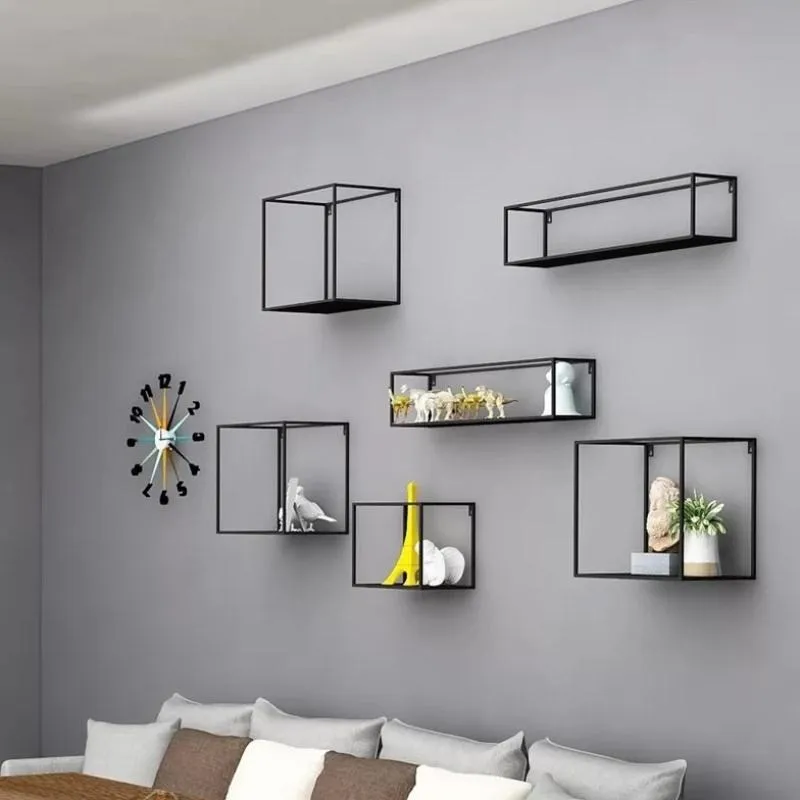 Details about   Nordic Metal/Wood Shelf Living Room Wall Mounted Decor Bathroom Floating Shelves 