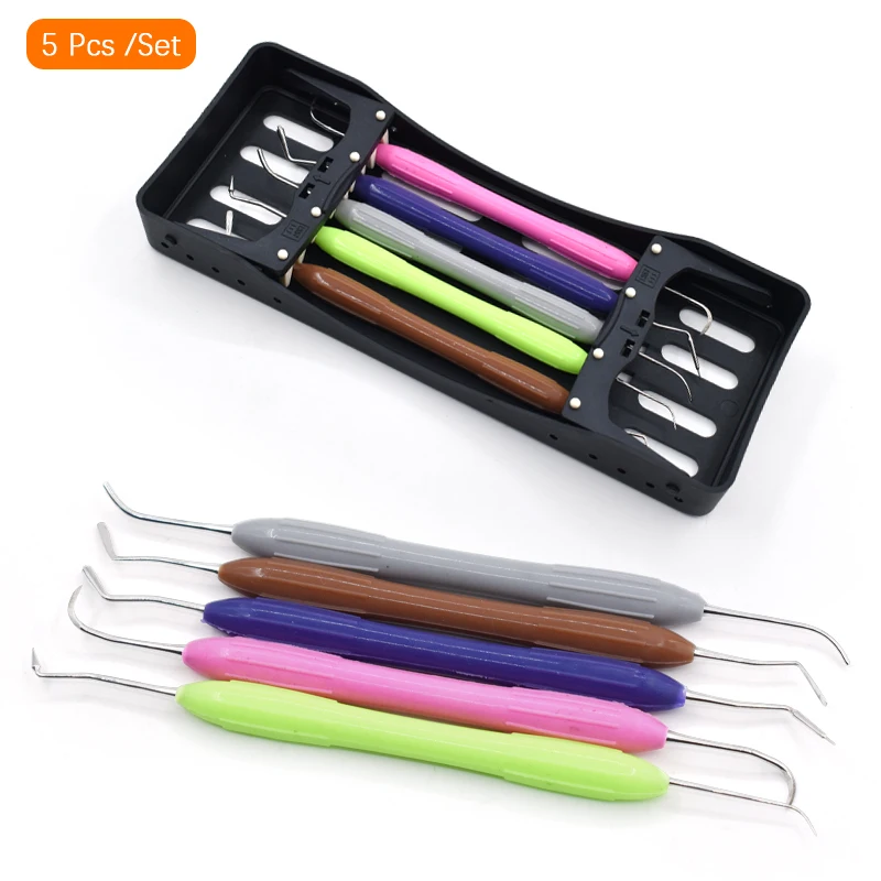 5pcs Dental Instruments Resin Filler Aesthetic Restoration Kit Resin Plastic Dresser With Silicone Handle