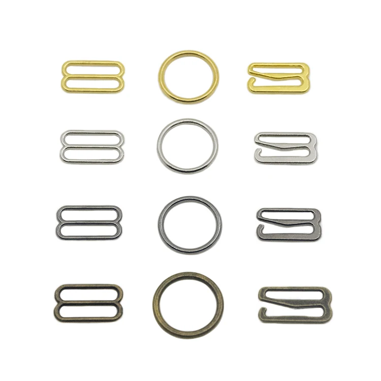 

Low Price Metal Lingerie Hardware Bra Strap Adjuster Slider Ring Hook 12mm, Golden/nickle color/antique bronze/gunblack