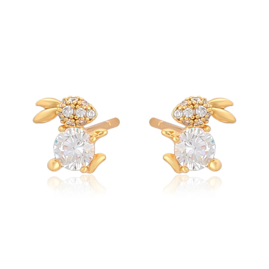 

10E030600 xuping jewelry dubai Luxury 24K Gold Plated Fashion Cute Cartoon Rabbit Zircon bunny earrings