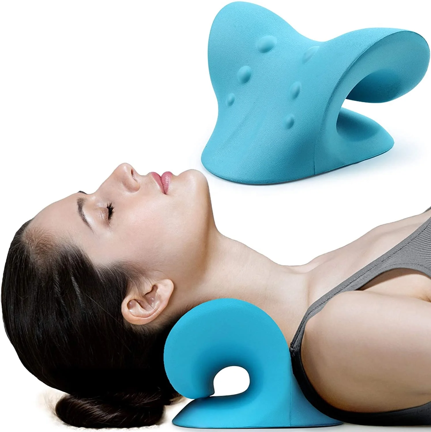 

Neck and Shoulder Relaxer Cervical Traction Device for TMJ Pain Relief and Cervical Spine Alignment Chiropractic Pillow Neck