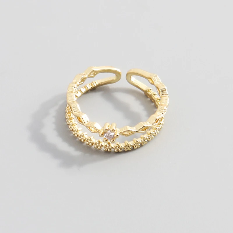 

Double Micro Diamond Fashion Simple Open Ring, Picture shows
